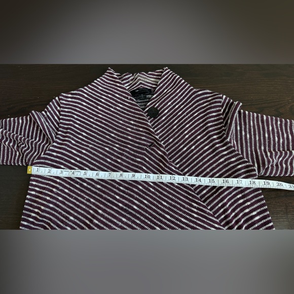 ab studio wine red silver glitter button wrap cardigan size M - Picture 7 of 11